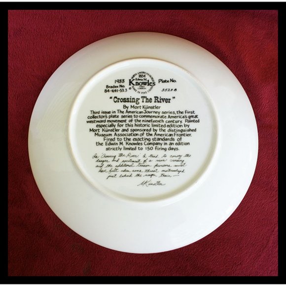 limited edition collectors plate Crossing The River by Mort Kunstler - 1988 - Picture 2 of 2